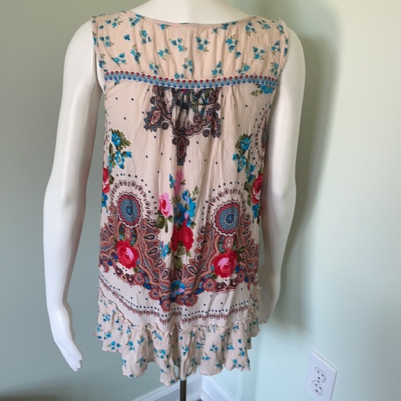 BILA BOHO GYPSY FLORAL TASSEL JESSICA TANK TOP MED - Picture 7 of 9
